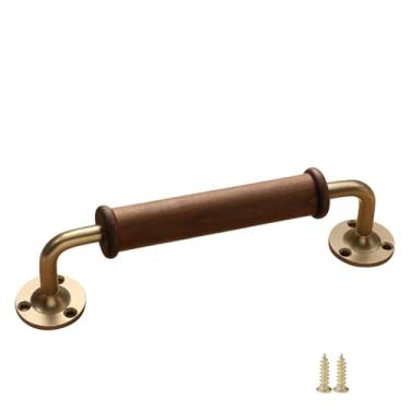 Imagem de 1 puxador de porta confortável ouro rosa puxador de madeira para portão de cerca, porta de celeiro, armário de porta deslizante, corrimão interno