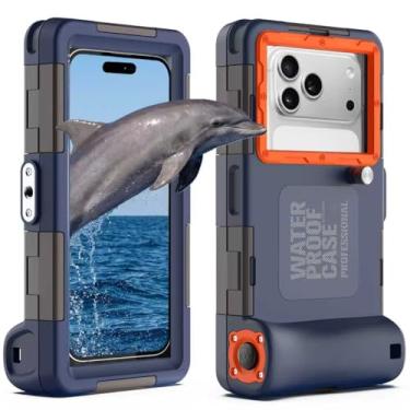 Imagem de YOGRE Capa De Celular Para Mergulho Com Snorkel, À Prova D'Água Iphone 16/15/14/13/12/11Pro Max/Xr/Xs Samsung Galaxy S24/S23/S22/S21, Caixa Universal Fotos E Vídeos (Laranja)