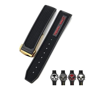 Imagem de IENYU 19 mm 20 mm 21 mm 22 mm Pulseiras de relógio macias de borracha para Omega Speedmaster AT150 Seamaster 300 Seamaster 007 pulseira James Bond (Cor: ouro preto vermelho, tamanho: 21mm)