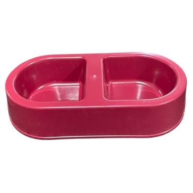 Imagem de Comedouro Bebedouro Duplo 500ml Cada Para Cão Cachorro Gato Vermelho