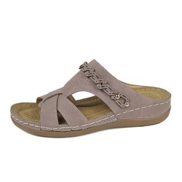 Imagem de Sandálias femininas de salto plataforma sem cadarço, leves, respiráveis, para uso interno e externo, primavera, verão, rosa, rosa, rosa, 36