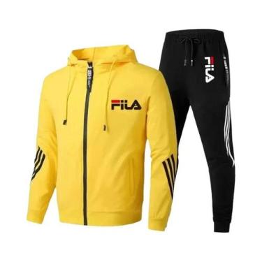 Imagem de Conjunto De Jaqueta Com Zíper E Calças De Moletom Para Homens, Casual,