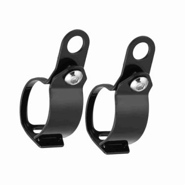 Imagem de Generic Suporte de Montagem de Luz de Giro para Motocicleta Chapa de Aço Durável 30-45mm Scooter de Garfo Dianteiro 2 Unidades Preto Prata 3.1 * 1.2 pol. 100g par Fácil Instalação para a Maioria das