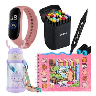 Imagem de KIT de criança Livro de colorir Caneta Touch 24 Cores Relogio Led Garr