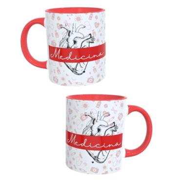 Imagem de Caneca Medicina 340ml em Porcelana Premium | Caneca para Médicos e Estudantes | Presente Profissional para Formatura e Consultório | Design Elegante e Temático (VERMELHO)