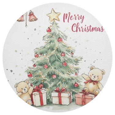 Imagem de xigua Jogo americano redondo para árvore de Natal, conjunto de 1, tapete de mesa redondo antiderrapante resistente ao calor, tapetes de mesa de 48 cm para decoração de cozinha, jantar e festa