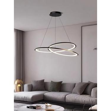 Imagem de Luminária pendente LED moderna para teto, com intensidade regulável e controle remoto, design espiral, altura ajustável, ideal para sala de estar, quarto, escritório e sala de jantar (80 cm)
