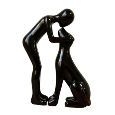 Imagem de Generic Estátua de Homem e Cachorro, Escultura Animal, Ornamento de Mesa, Artesanato Moderno e Encantador, Estatueta Única para Decoração de Casa, Escritório, Preto