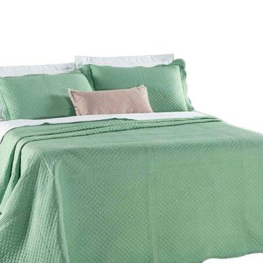 Imagem de Kit Cobre Leito Colcha Clean Solteiro Dupla face - Verde - 100% Poliés