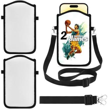 Imagem de iFForce Bolsa de telefone em branco com sublimação dupla face | Bolsa tiracolo ajustável com mãos livres para viagens, academia, trabalho, caminhada | Capa de neoprene leve à prova d'água