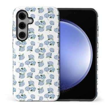 Imagem de casesok Capa para Samsung Galaxy S25 Plus, capa rígida de camada dupla + capa de telefone de silicone, proteção total à prova de choque para Samsung Galaxy S25 Plus - azul hortênsia floral