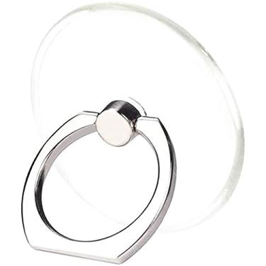 Imagem de TACOMEGE Suporte de anel de telefone transparente transparente com suporte, suporte de anel de dedo para acessórios de capa de tablet de telefone celular (redondo-transparente)