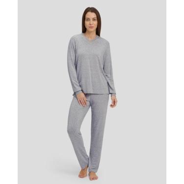 Imagem de Pijama Estampado Decote V - Lohe, Cinza, GG