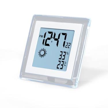 Imagem de Semme Despertador Eletrônico Multifuncional Relógio Com Corpo Humano Sensor Previsão do Tempo, Temperatura, Umidade, Exibição para Quarto de Casa, Escritório, Luz de Fundo Tela LCD