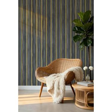 Imagem de Papel de parede com efeito de grade de madeira autoadesivo para sala de estar, cozinha e quarto, material de PVC impermeável, adesivo de renovação de parede, grade cinza escuro 45 * 1000 cm