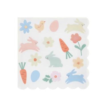 Imagem de Meri Meri Guardanapos de Páscoa (pacote com 16), guardanapos de papel descartáveis quadrados, papel grosso e absorvente, decorações de Páscoa, borda recortada, crianças e adultos