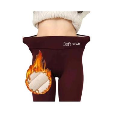 Imagem de Leggings Femininas De Cintura Alta Com Forro De Pelúcia Sherpa, Cor Só