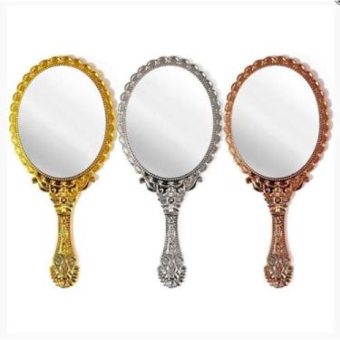 Imagem de Espelho De Mão Provençal Princesas Reto Para Maquiagem Grande 25cm - P