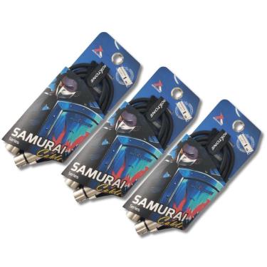Imagem de Kit 3 Cabo Xlr X Xlr 1M Microfone Samurai Prof Roxtone