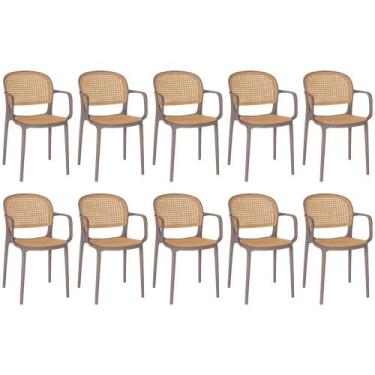 Imagem de Kit 10 Cadeiras de Jantar Roma Prática com Braços para Sala e Cozinha 