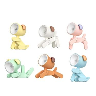 Imagem de 6PCS Luz Noturna de Desenho Animado Lâmpada para Crianças Cachorro Mesa LED Fofa DIY Portátil com Suporte Celular Ajustável Estudantes Quarto Bebê Est