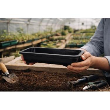 Imagem de Kit 100 Vasos Retangular Para Bonsai e Arranjos de Plantas Pequenas de 1 Litro na Cor Preta