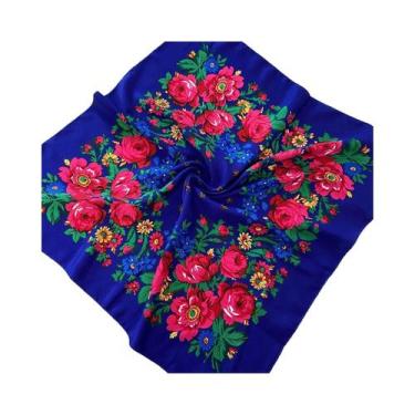 Imagem de Lenço Quadrado Feminino De Seda E Algodão Duplo De 70cm, Confortável E