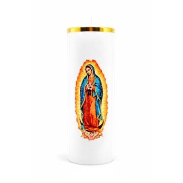 Imagem de Vela religiosa da Virgem de Guadalupe – Vela de oração católica para meditação e devoção, vela devocional branca