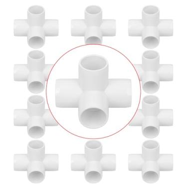 Imagem de Lswteiz Pacote com 12 encaixes de tubulação de PVC de 4 vias 1 pol. SCH40 Grau de mobiliário PVC cotovelo canto saída lateral encaixe para construção de móveis estufa acessórios de tubulação conexão