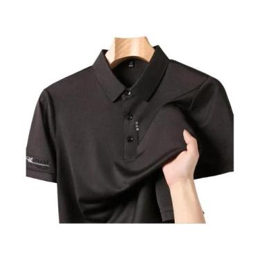Imagem de Camisa Polo Masculina Casual De Negócios Com Manga Curta, Cor Sólida, 