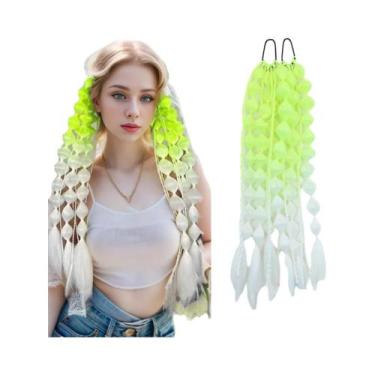 Imagem de Extensão De Rabo De Cavalo Sintético Trançado Colorido Longo Com Elást