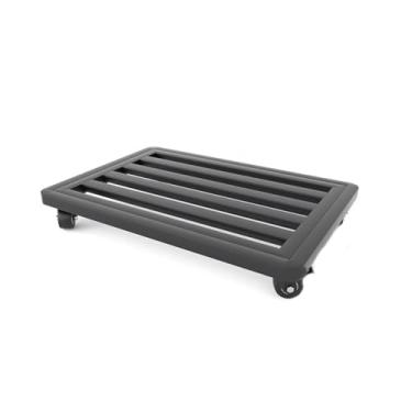 Imagem de Suporte de plantas resistente com rodas, carrinho quadrado de metal para plantas grandes em vasos, suporte de plantas durável sobre rodas, 50 cm x 70 cm, cor preta - ideal para uso interno/externo