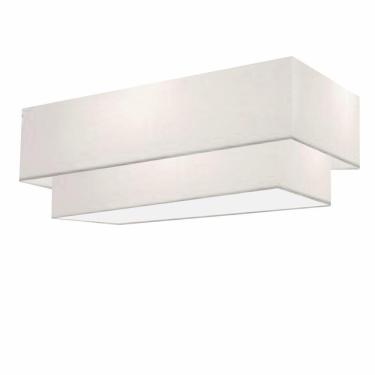 Imagem de Plafon Duplo Retangular Vivare Md-3044 Cúpula Em Tecido 70x30cm X 60x25cm - Bivolt Branco-branco 127/220v