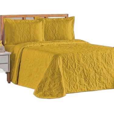 Imagem de Cobre Leito Colcha Queen Mobili 03 Peças - Açafrão - 100% Poliéster
