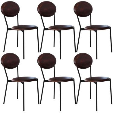 Imagem de Kit 06 Cadeiras Estofada Para Sala De Jantar Azuri Preto C01 Courino Café - Lyam Decor