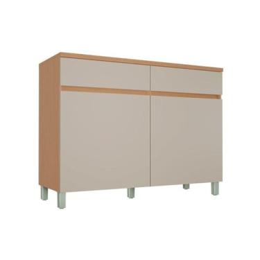 Imagem de Balcão Cozinha Nesher Realeza c/ 2 Portas 2Gavs 120cm Carvalho/Greice