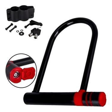 Imagem de Cadeado U-Lock Reforçado Chave Tetra Bike Moto Cor Preto