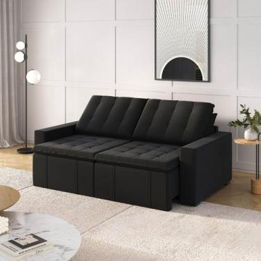 Imagem de Sofá Cama Retrátil e Reclinável 3 Lugares 220cm Veludo Palmeira CabeCa