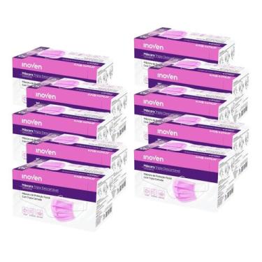 Imagem de Kit 10 caixas 500 Unidades Máscara Descartável Inoven Tripla TNT com e
