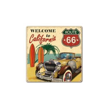 Imagem de Decoração de parede Vintage Route 66 California Sign Iron 30x30cm