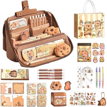 Imagem de Conjunto de presentes de papelaria Capybara Stand-Up Pencil Case para crianças