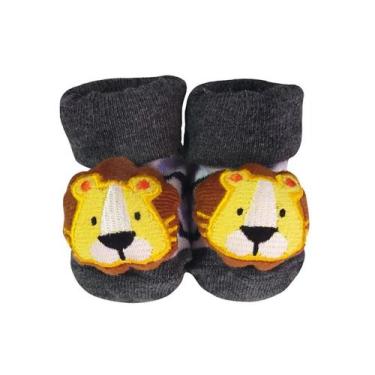 Imagem de Meia Antiderrapante Para Bebê 3D Bichinhos Menino - Plin Baby, Leão
