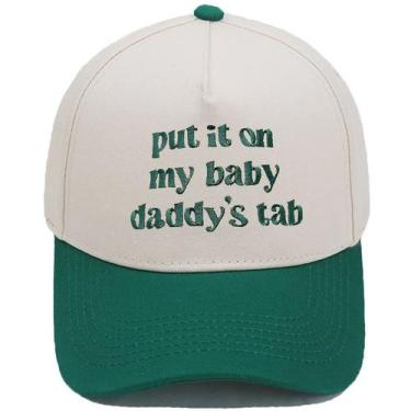 Imagem de Boné de beisebol de algodão Colorblock, chapéus lisos, texto bordado -