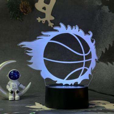 Imagem de Luz noturna LED 3D que muda de cor de basquete para crianças - Yiweisa