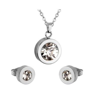 Imagem de Conjunto De Joias Femininas Em Aço Inoxidável Estilo Coreano Com Colar