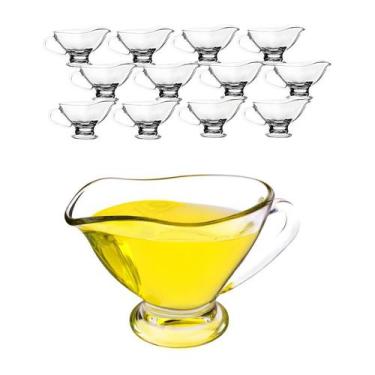 Imagem de Kit 12 Molheira De Vidro Com Alça 200ml Cremeira Bule Molhos - CLICK H