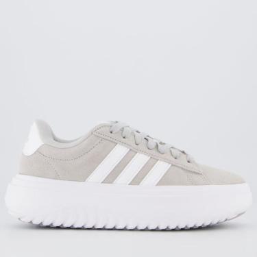 Imagem de Tênis Adidas Grand Court Platform Suede Feminino Cinza, 37