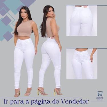 Imagem de Calça Skinny Branca Básica Feminina com Lycra Cintura Alta Modelo Leva