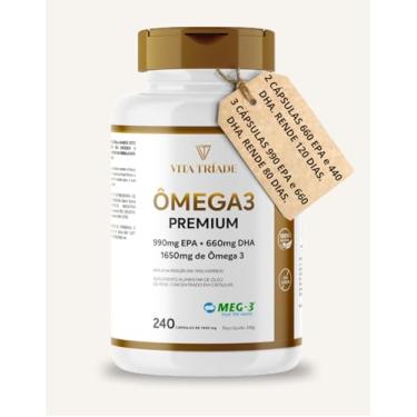 Imagem de Ômega 3 Concentrado 240 Cápsulas 990 EPA 660 DHA 1650mg Meg-3 Vita Tríade