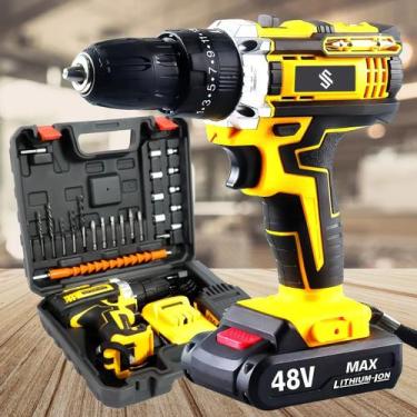 Imagem de Parafusadeira Furadeira De Impacto Profissional 2 Baterias 48V Com Mal